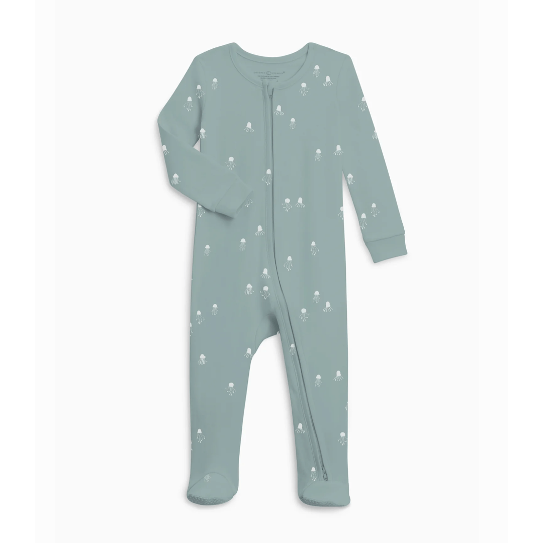 Colored Organics Peyton Zipper Sleeper Jellyfish/Ocean Footie Colored Organics
