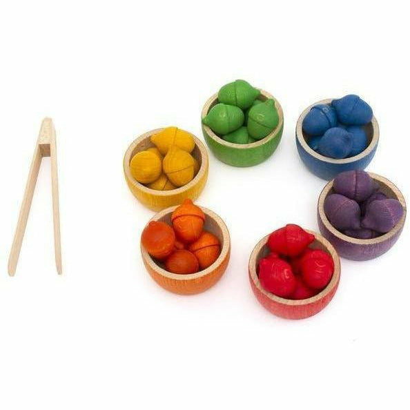 Grapat Bowls & Acorns Sorting Game Wooden Toys Grapat