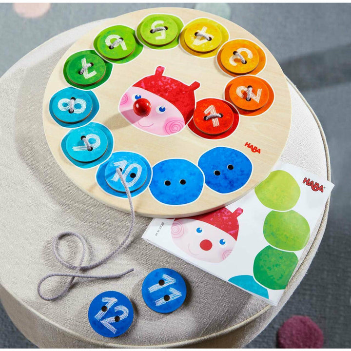 Haba Rainbow Caterpillar Threading Game Puzzle and Educational Haba