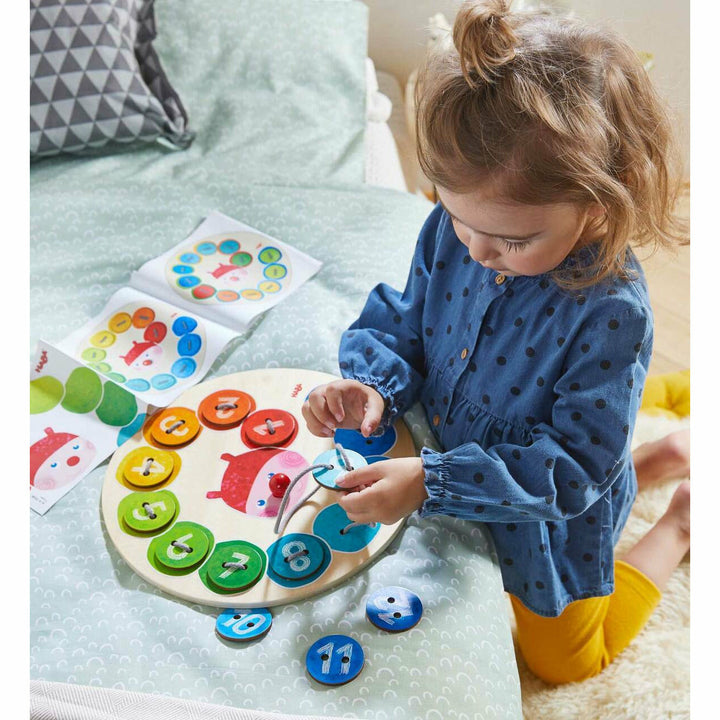Haba Rainbow Caterpillar Threading Game Puzzle and Educational Haba