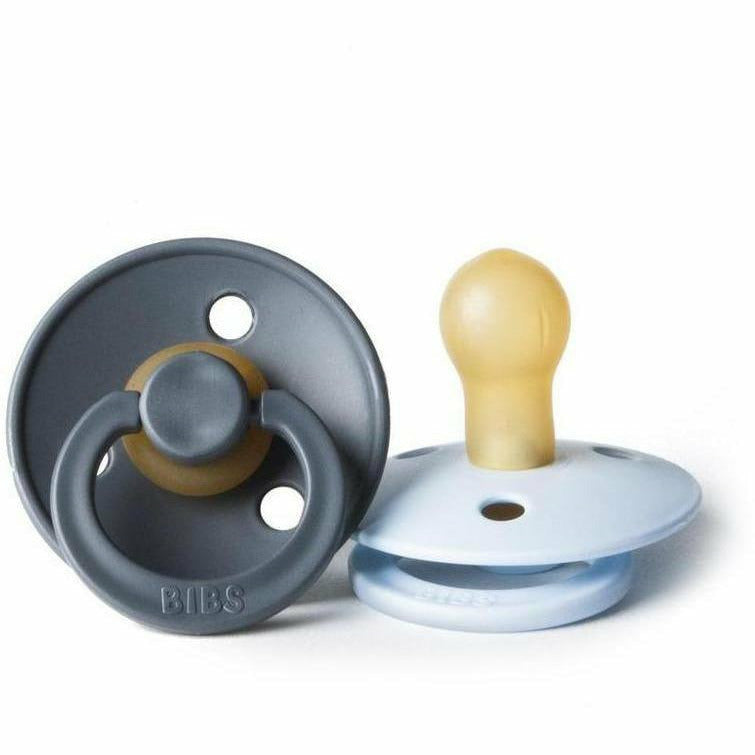 BIBS USA- Natural Rubber Pacifier 2 Pack - Iron/Baby Blue Pacifiers and Teething BIBS USA
