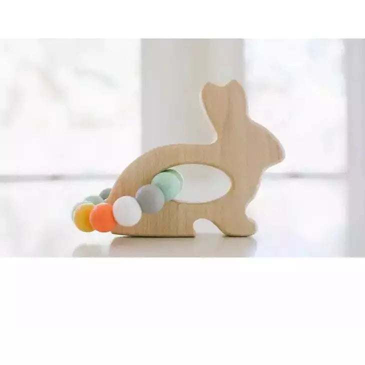 Bannor Toys Bunny Grasping Wooden Baby Toy with Teething Beads Baby Toys Bannor Toys   