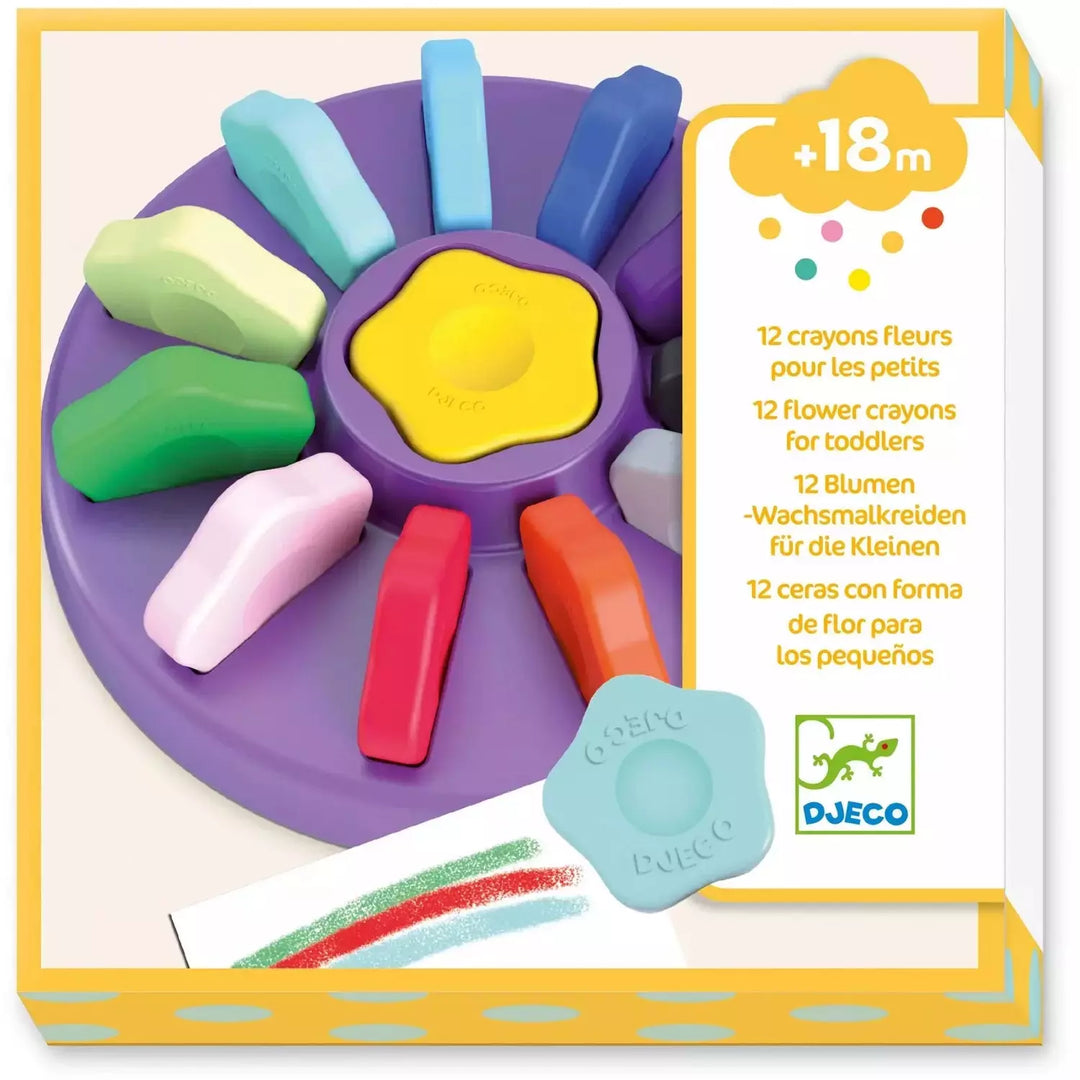 Djeco 12 Lightweight Flower Crayons for Little Hands Art Kit Djeco
