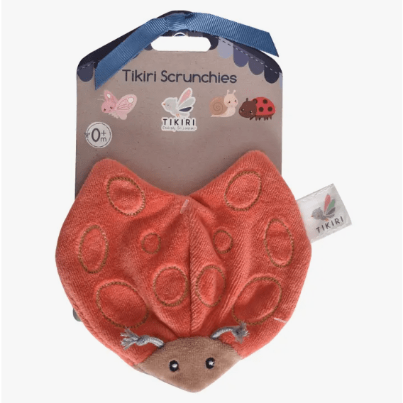 Tikiri Scrunchies- Ladybug with Crinkle Pacifiers and Teething Tikiri