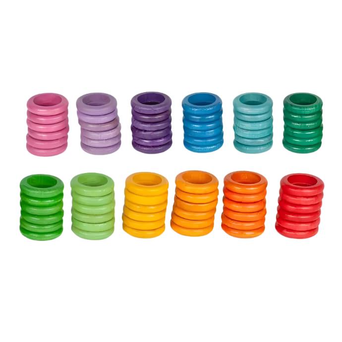 Grapat 72 Coloured Rings Wooden Toys Grapat