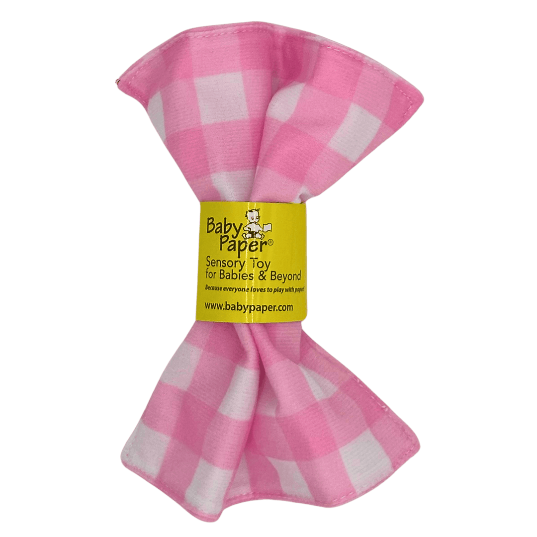 Baby Paper Crinkle Sensory Toy – Gingham Pink
