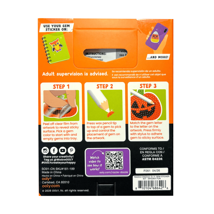 Ooly Mini Razzle Dazzle DIY Gem Sticker Kit - Spooky Fun Art Kit Ooly