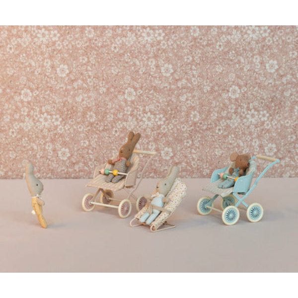 Maileg Stroller, Baby Mouse- Blue Dollhouses and Access. Maileg