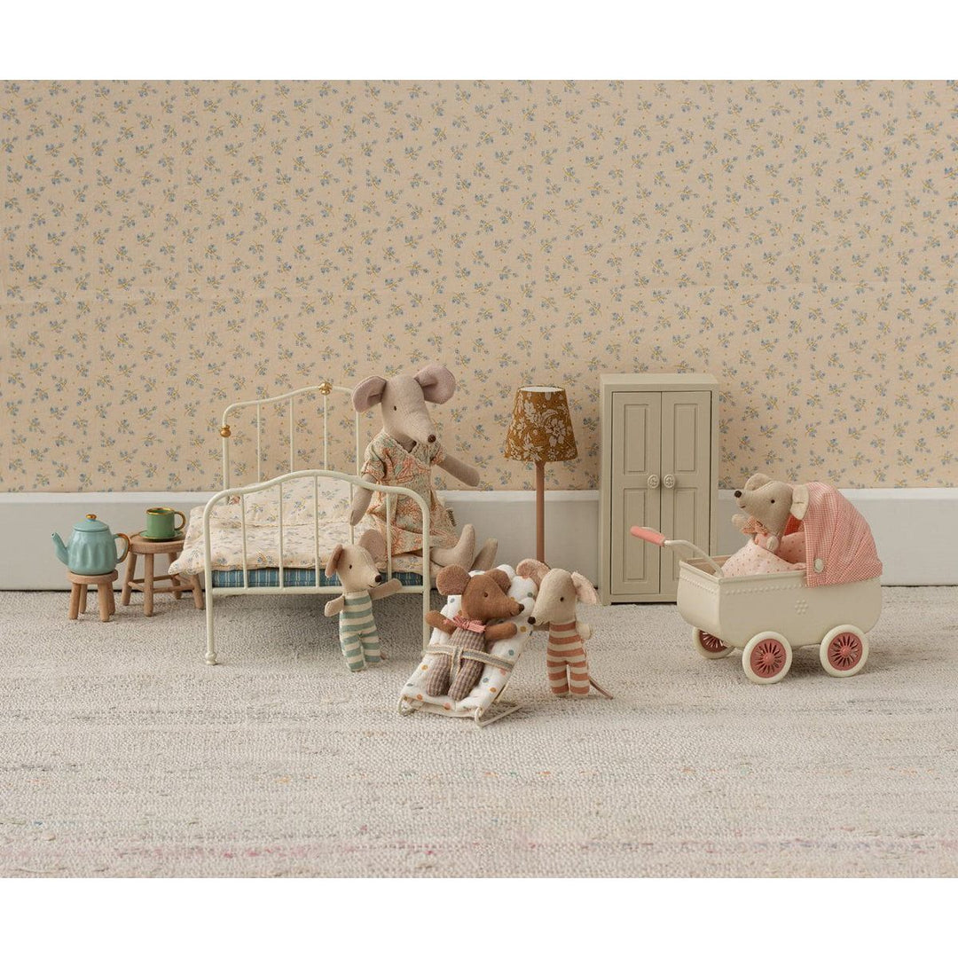 Maileg Pram, Mouse - Coral Dollhouses and Access. Maileg