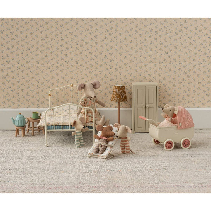 Maileg Pram, Mouse - Coral Dollhouses and Access. Maileg
