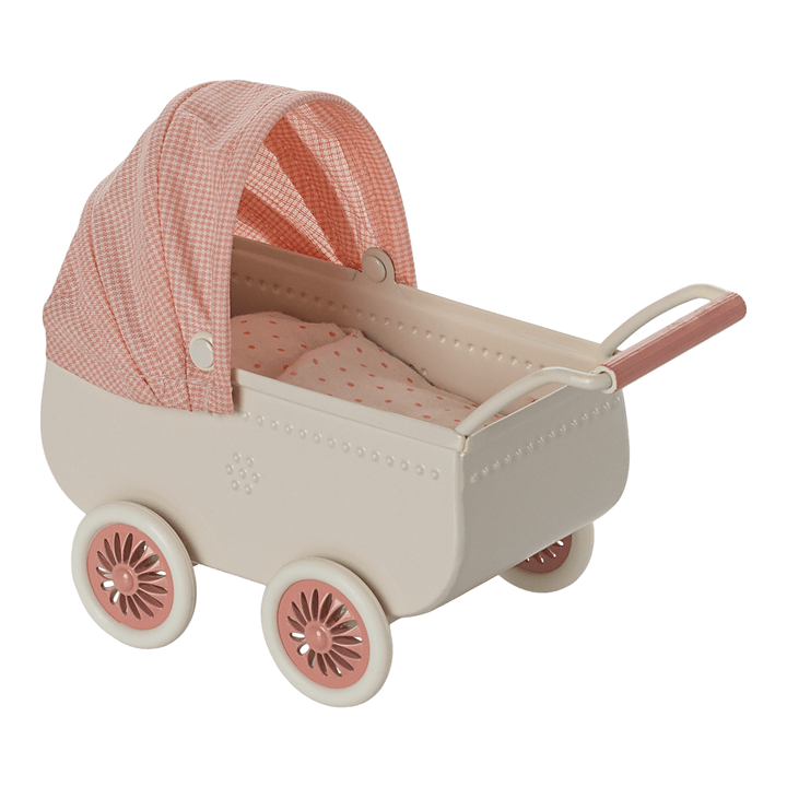 Maileg Pram, Mouse - Coral Dollhouses and Access. Maileg