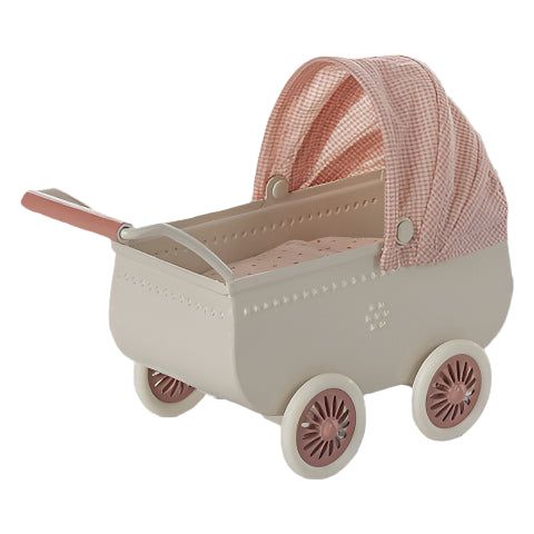 Maileg Pram, Mouse - Coral Dollhouses and Access. Maileg