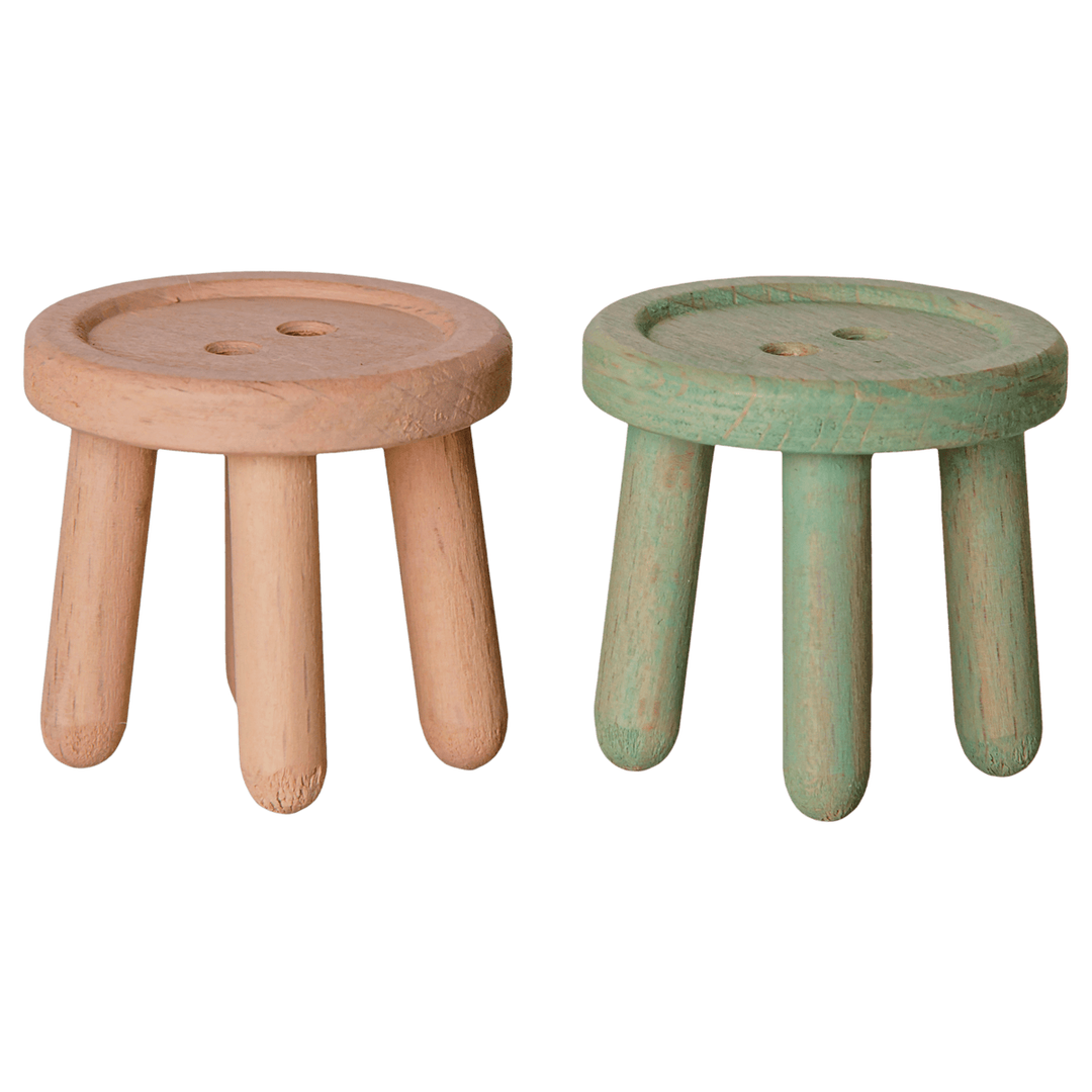 Maileg  Stool set, Mouse - Light rose/Light mint