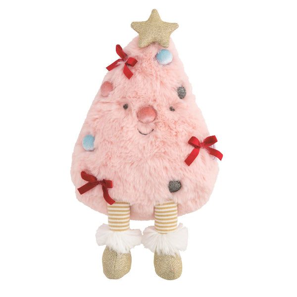Mud Pie Holiday Friends Plush Holiday Mud Pie Pink Tree