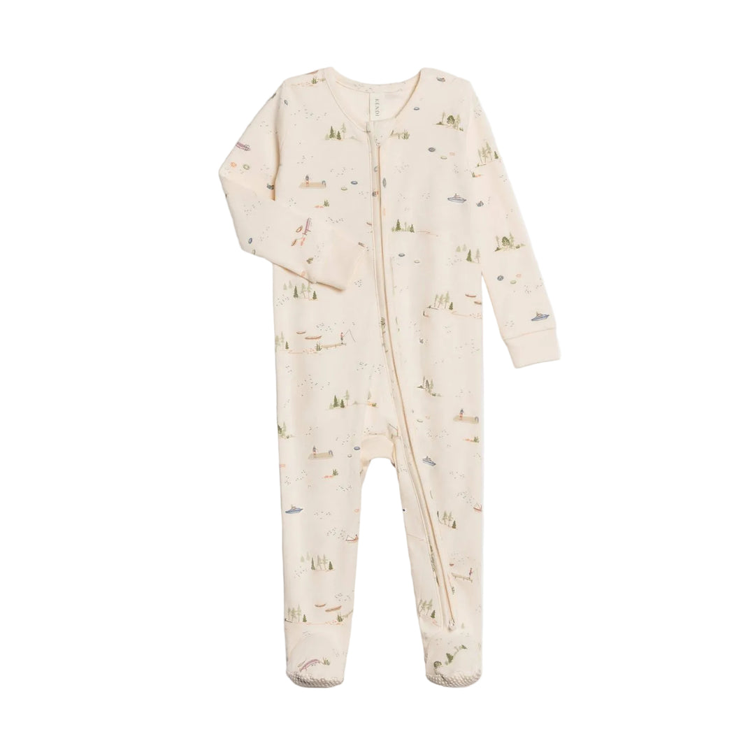 Colored Organics Peyton Zipper Sleeper - Lake / Barn + Mint Pajamas & Footies Colored Organics 0-3M