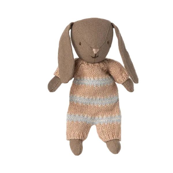 Maileg Bunny Micro-Brown, Dusty Rose Knitted Suit Rabbits & Bunnies Maileg