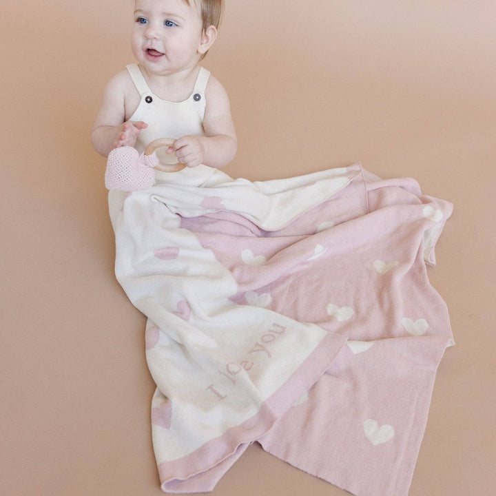 Heart I Love You Blanket Bunny Teether Rattle Baby Gift Set Baby Blanket The Blueberry Hill