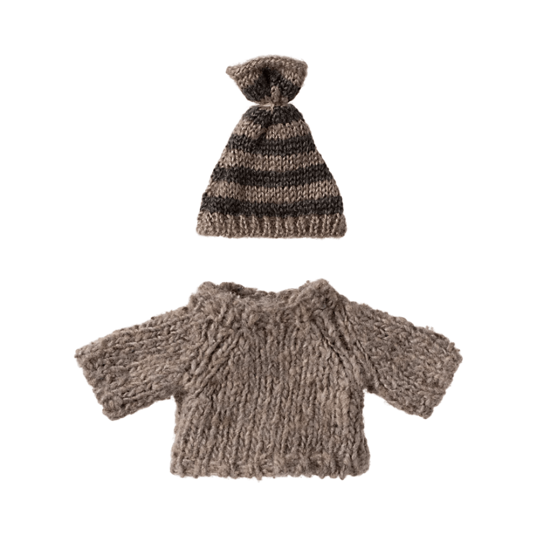 Maileg Knitted Sweater and hat, Big brother mouse Mice Clothing Maileg