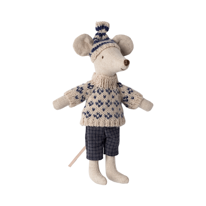 Maileg Winter Mouse with Ski Set Dad - Blue Mice Maileg