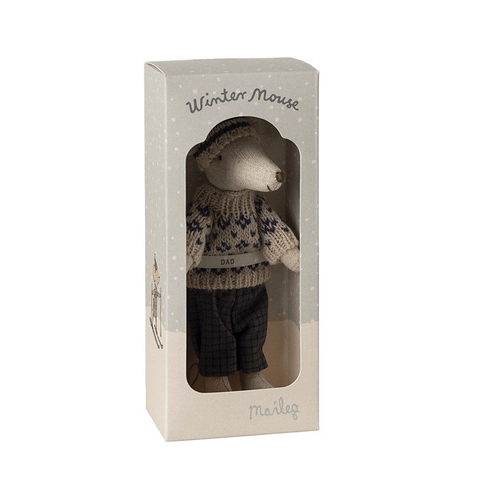 Maileg Winter Mouse with Ski Set Dad - Blue Mice Maileg