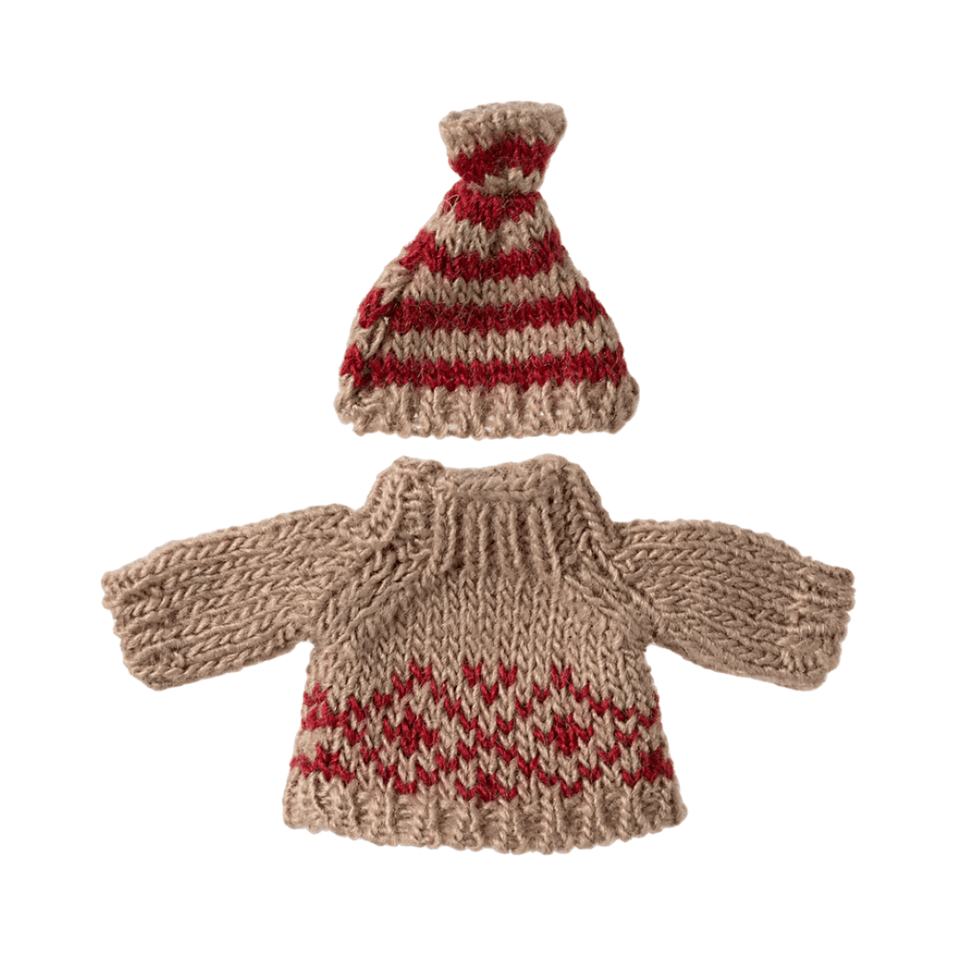 Maileg Knitted Sweater and hat, Mum mouse Mice Clothing Maileg