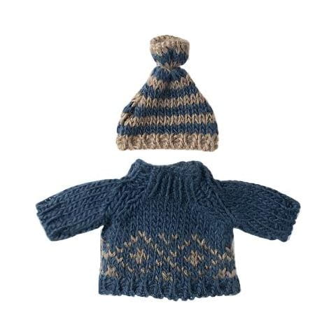 Maileg Knitted Sweater and hat, Dad mouse Mice Clothing Maileg