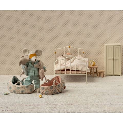 Maileg Baby Mouse in Carry Cot - Rose