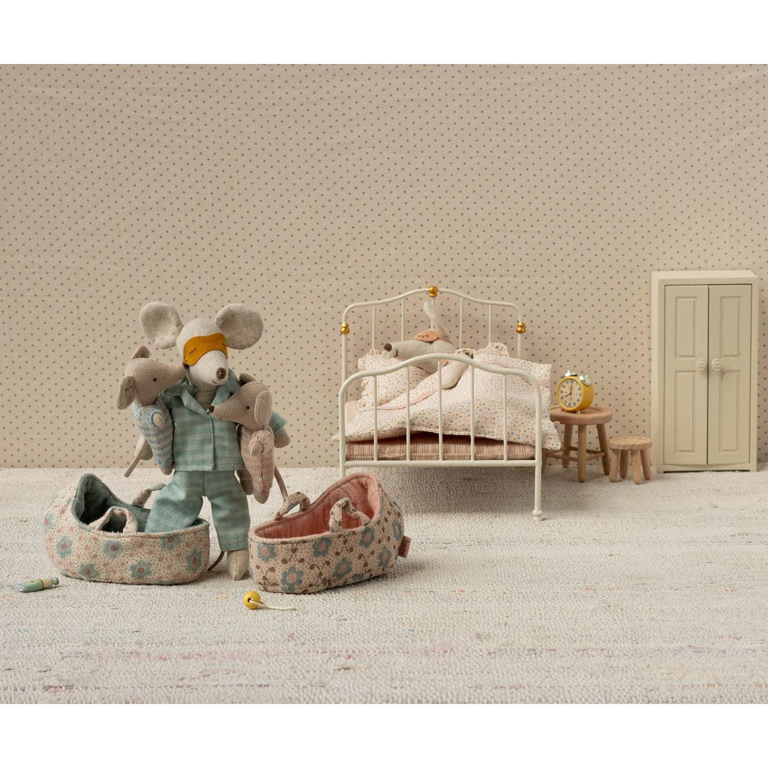 Maileg Baby Mouse in Carry Cot - Blue