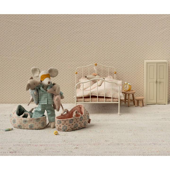 Maileg Baby Mouse in Carry Cot - Blue