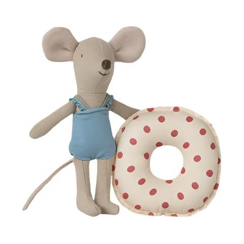 Maileg Beach mouse with float, Little sister - Red dot Mice Maileg