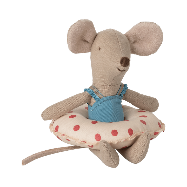 Maileg Beach mouse with float, Little sister - Red dot Mice Maileg