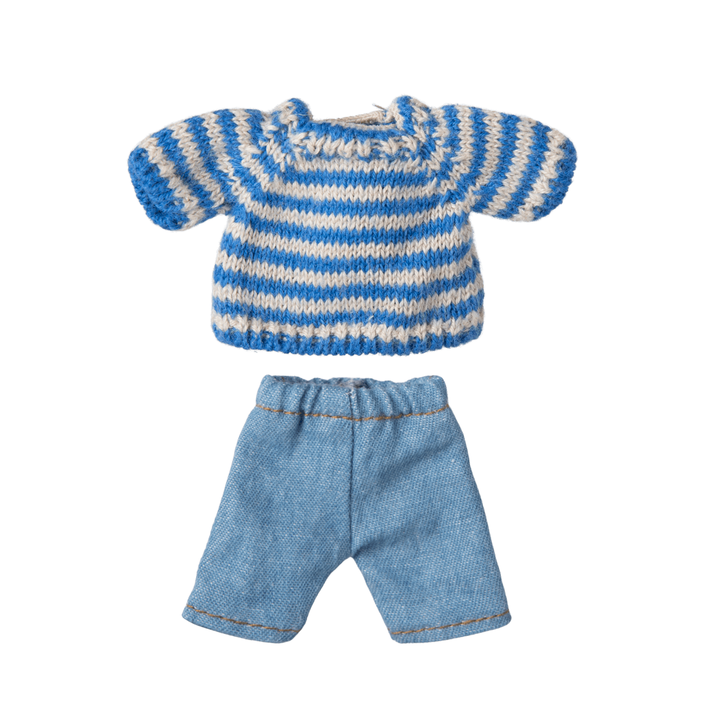 Maileg Knitted sweater and pants, Big brother mouse Mice Clothing Maileg