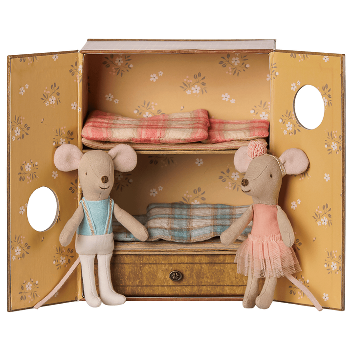 Maileg Ballet mice in dance studio, Little sister and brother Mice Maileg