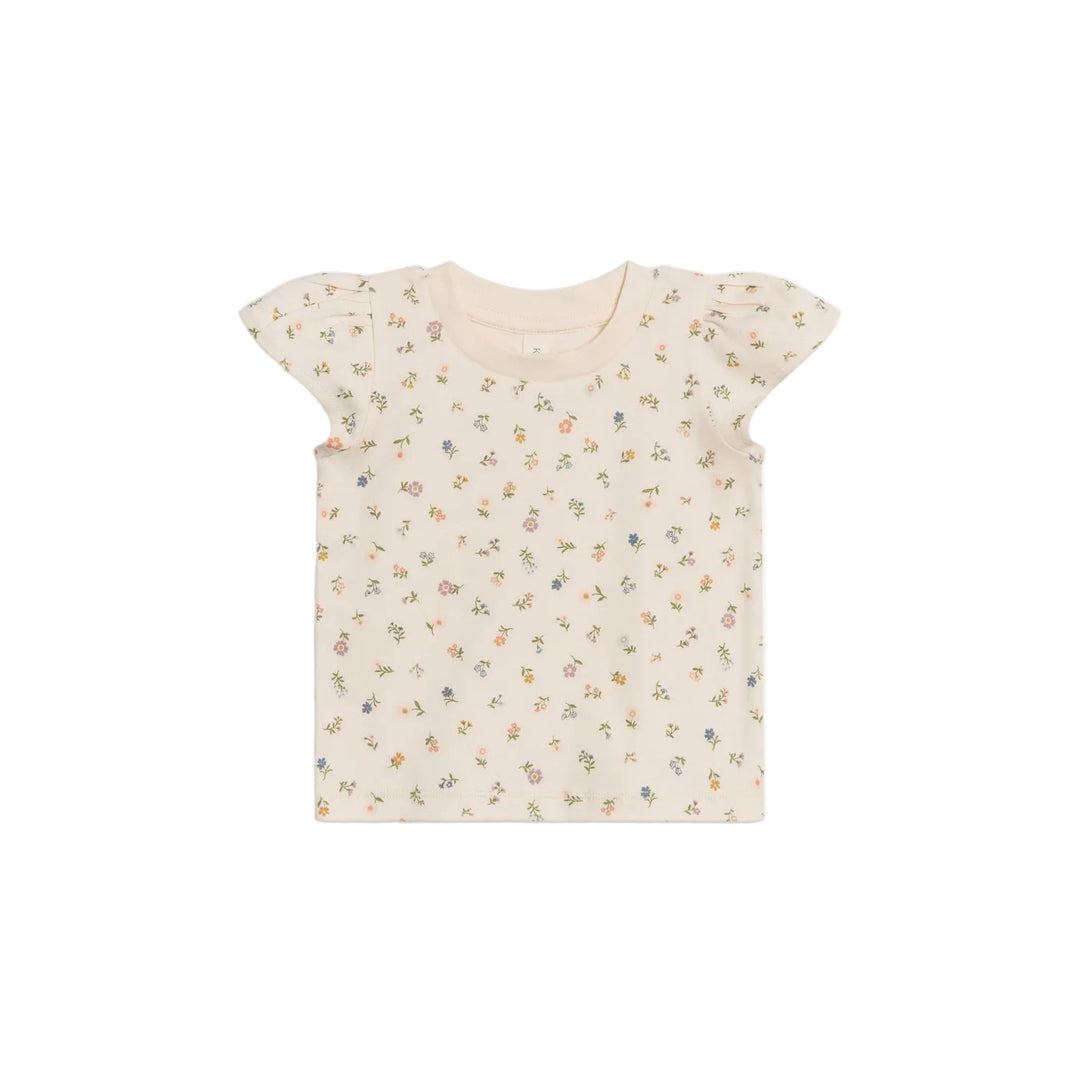 Colored Organics Pearl Petal Sleeve Tee - Petaline Floral / Fog + Fern Tops & Bottoms Colored Organics