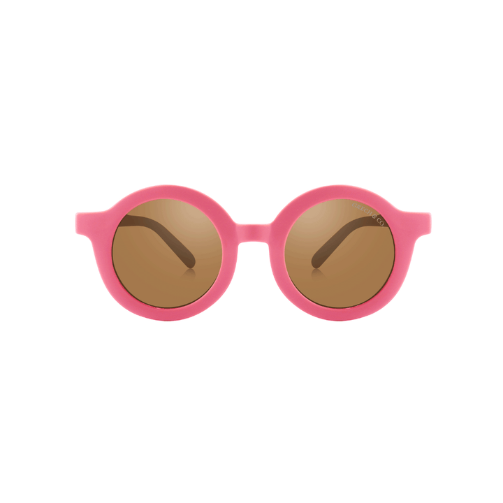 Grech &amp; Co Original Round Sustainable Sunglasses | Bendable Polarized: Bubble Gum Sunglasses GRECH &amp; CO.