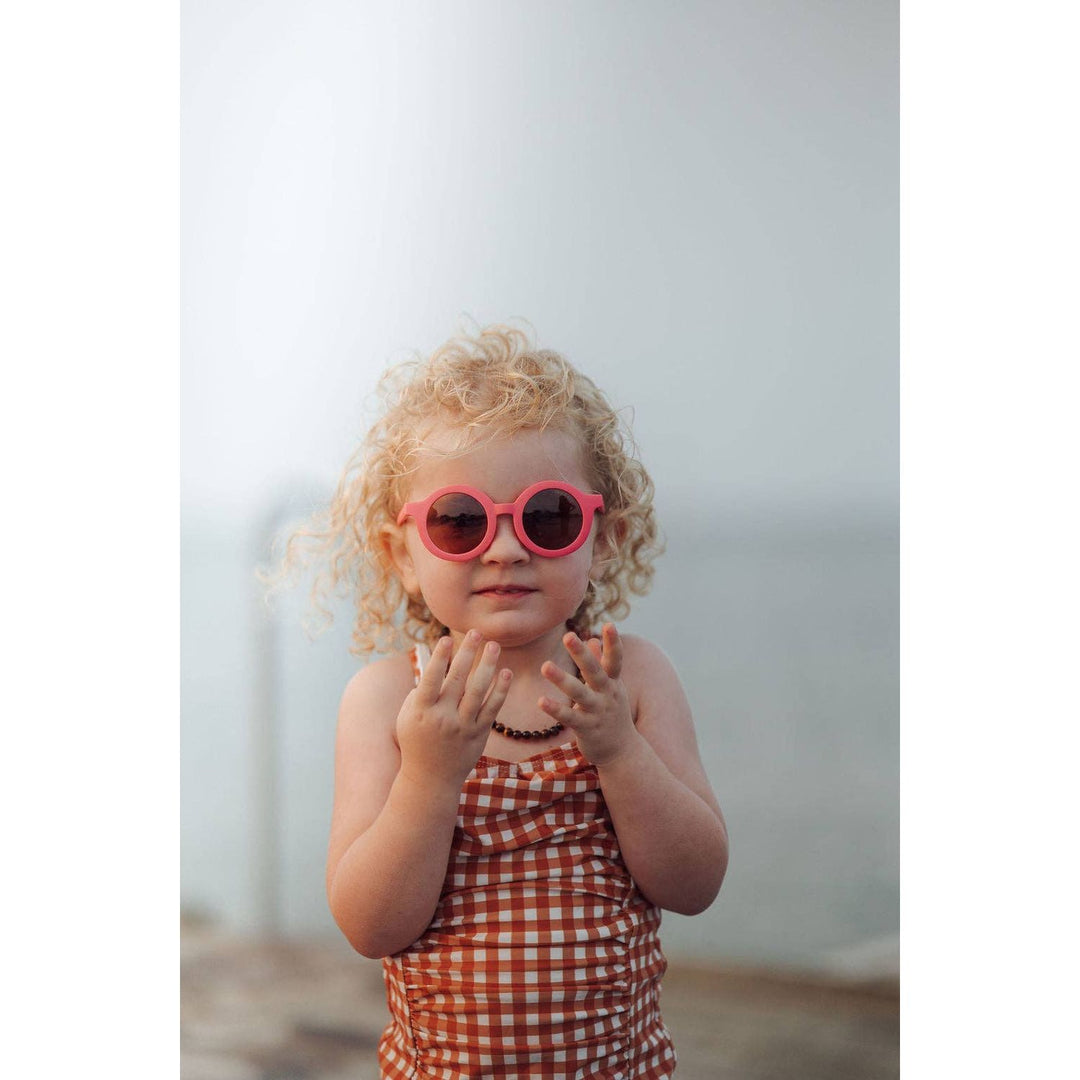 Grech &amp; Co Original Round Sustainable Sunglasses | Bendable Polarized: Bubble Gum Sunglasses GRECH &amp; CO.