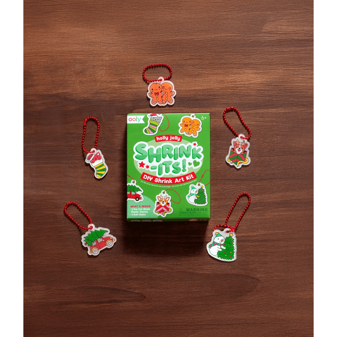 Ooly Mini Shrink-Its! DIY Shrink Art Kit - Holly Jolly Art Kit Ooly