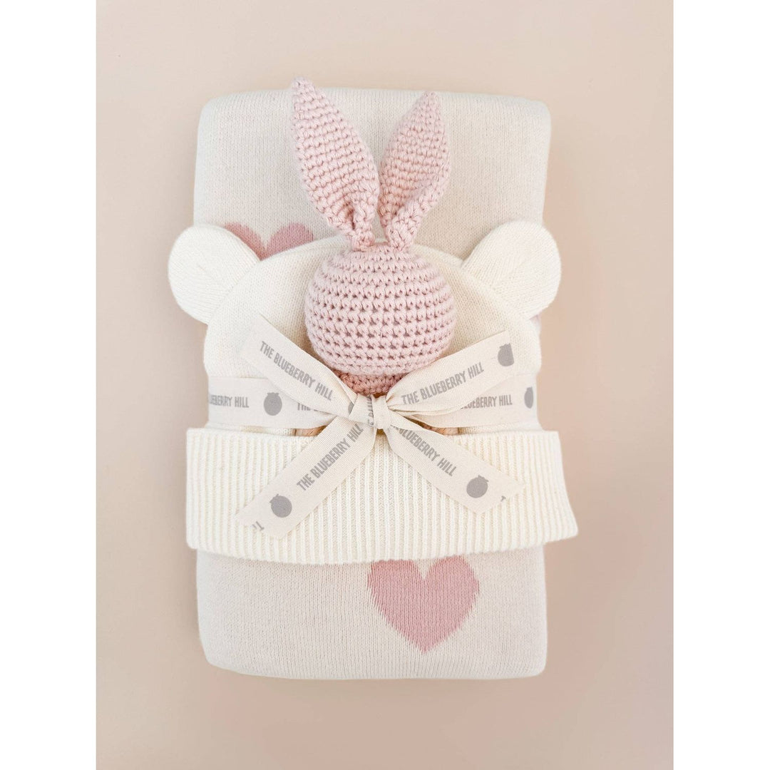 Heart I Love You Blanket Bunny Teether Rattle Baby Gift Set Baby Blanket The Blueberry Hill