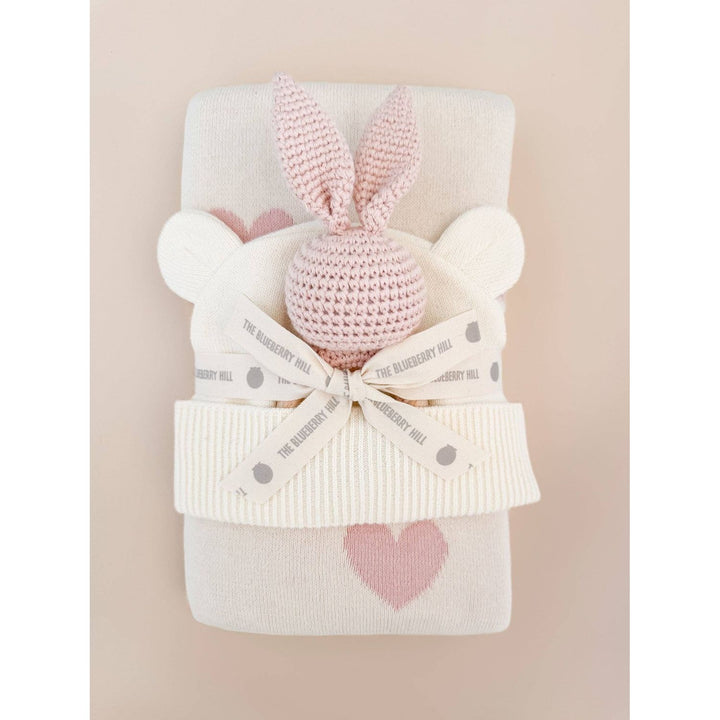 Heart I Love You Blanket Bunny Teether Rattle Baby Gift Set Baby Blanket The Blueberry Hill
