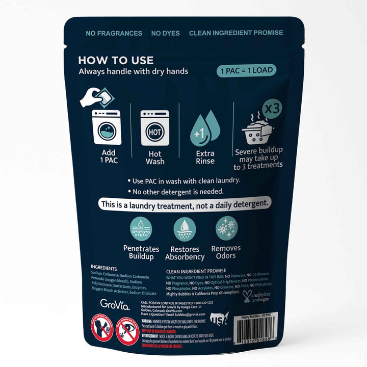 Grovia Mighty Bubbles Laundry Treatment 20 count Accessories &amp; Laundry GroVia