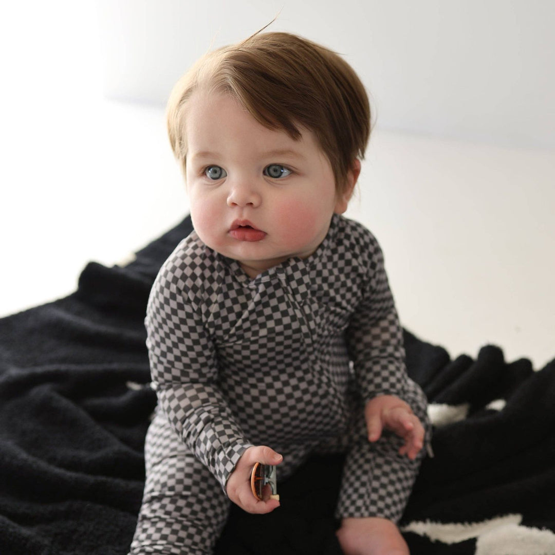 Forever French Baby Bamboo Zip Pajamas | Street Micro Check Pajamas &amp; Footies Forever French Baby
