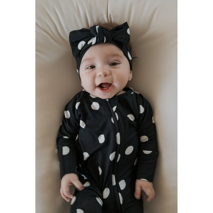 Forever French - Bamboo Zip Pajamas B&amp;W Polka Dot Pajamas Forever French Baby