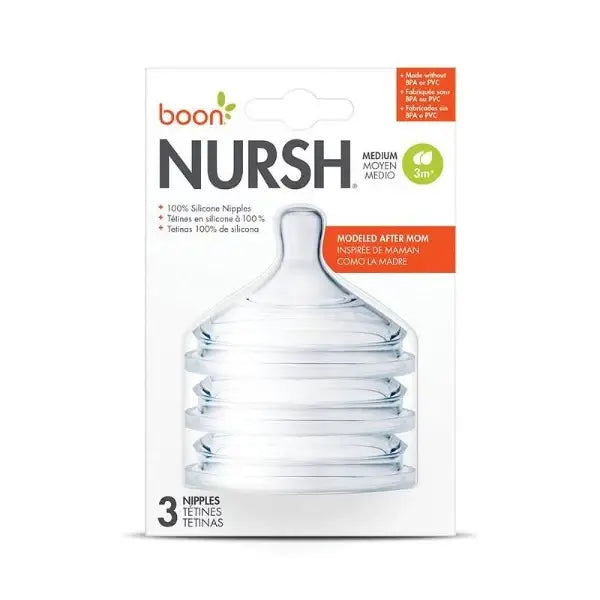 Boon Nursh Silicone Nipple 3Pk Bottle Nipples Boon Medium Flow