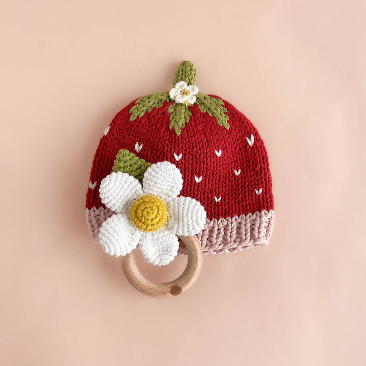 Teether Flower White Cotton Crochet Rattle Baby Toy Summer Teether The Blueberry Hill