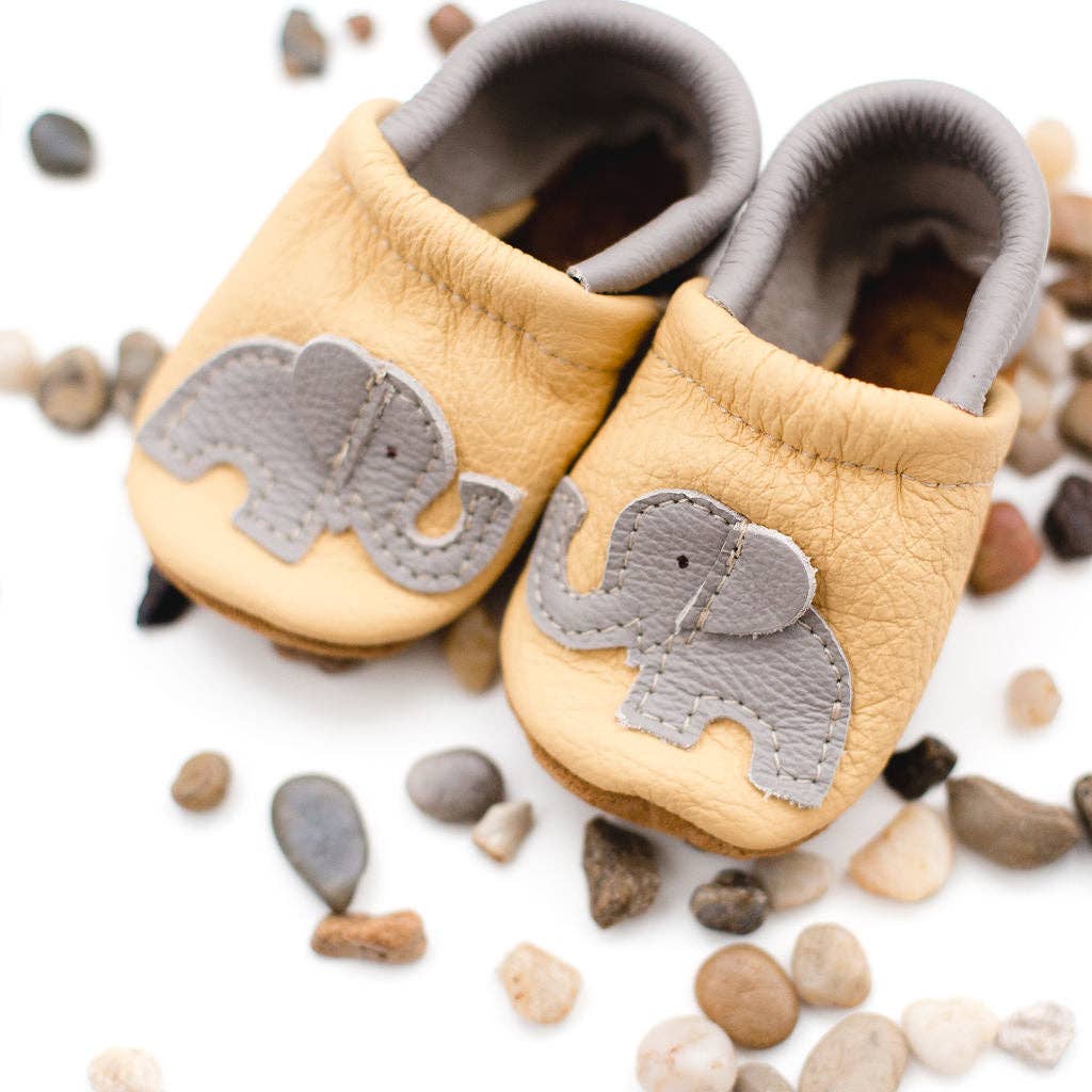 Starry Knight Yellow Elephant Moccasins Baby & Toddler Shoes Starry Knight Designs