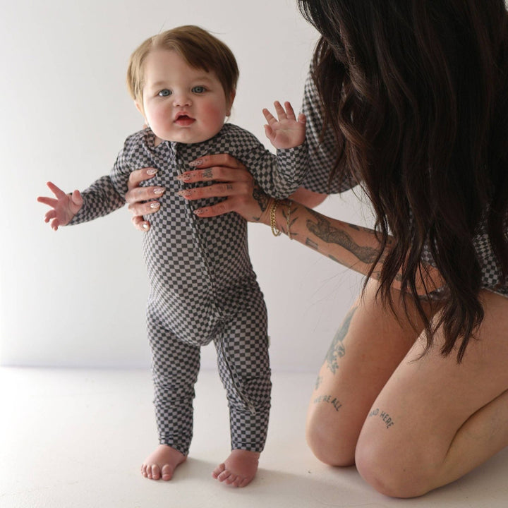 Forever French Baby Bamboo Zip Pajamas | Street Micro Check Pajamas &amp; Footies Forever French Baby