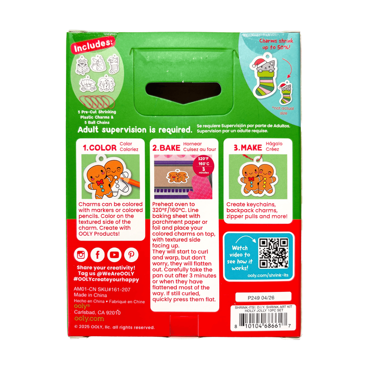 Ooly Mini Shrink-Its! DIY Shrink Art Kit - Holly Jolly Art Kit Ooly