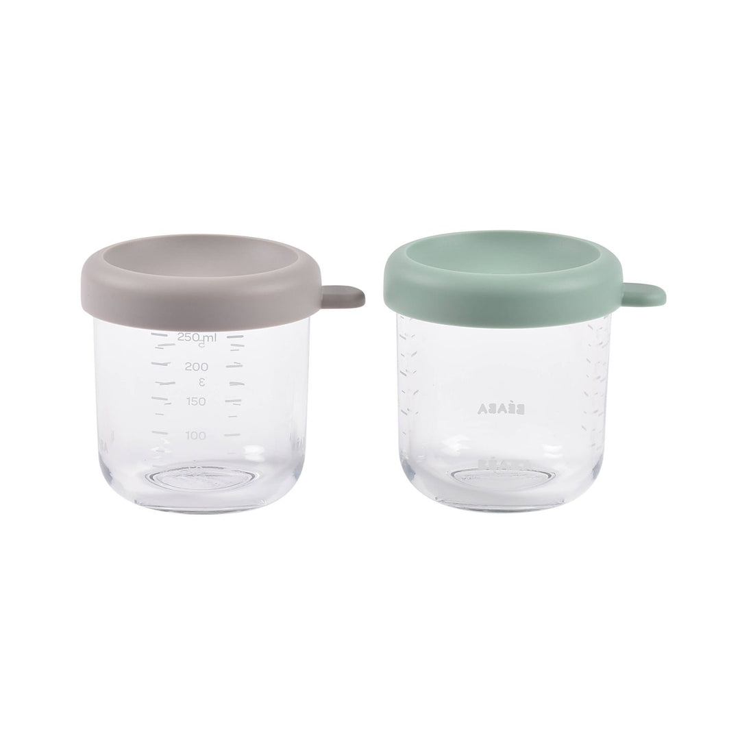 BEABA 2 Pack Glass Baby Food Jars-8oz- Sage/Gazelle food storage Béaba