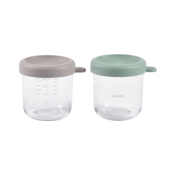 BEABA 2 Pack Glass Baby Food Jars-8oz- Sage/Gazelle food storage Béaba