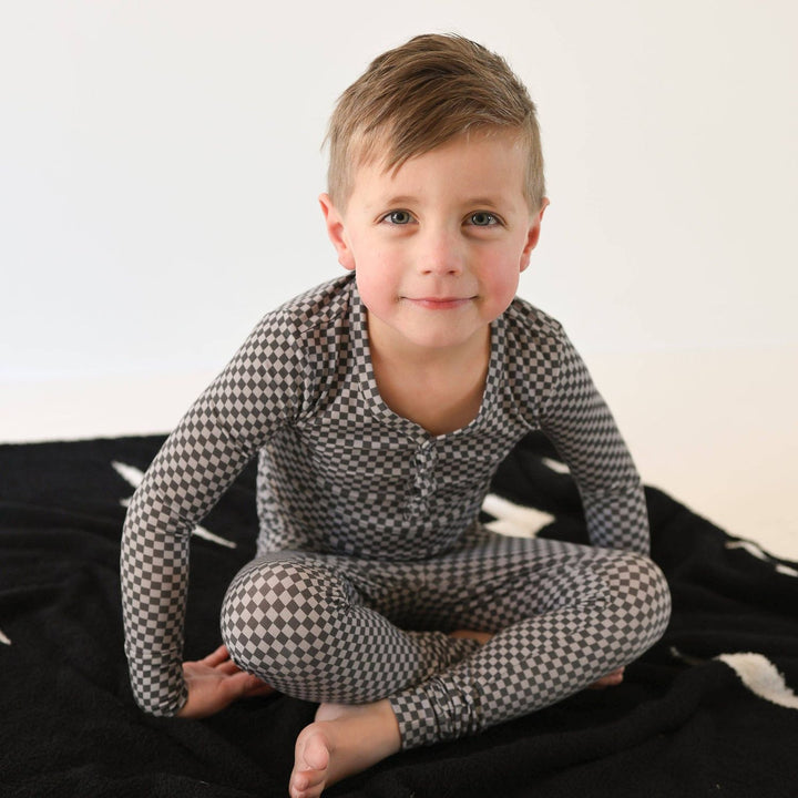 Forever French Baby Bamboo Two Piece Pajamas | Street Micro Check Pajamas &amp; Footies Forever French Baby